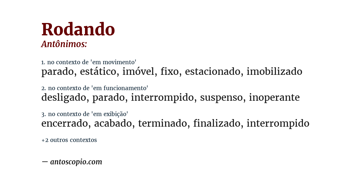 Antônimo de rodando