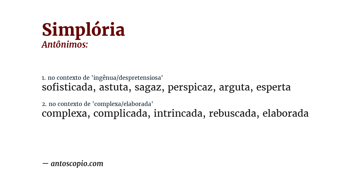 Antônimo de simplória
