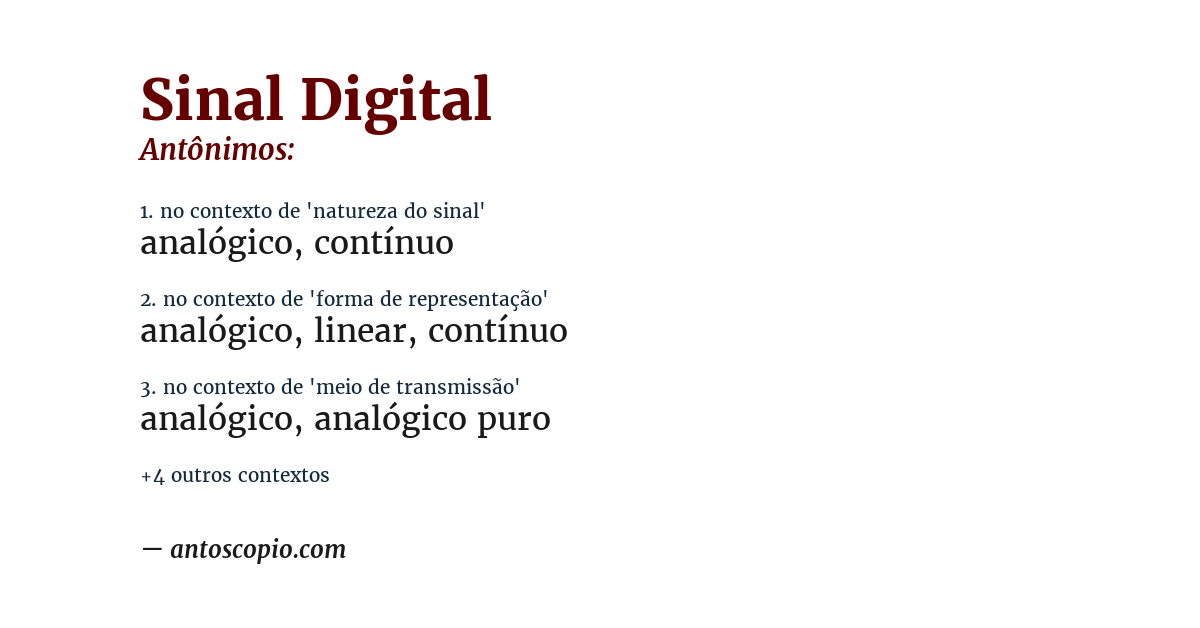 Antônimo de sinal digital