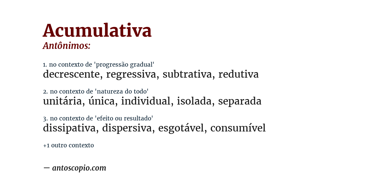 Antônimo de acumulativa
