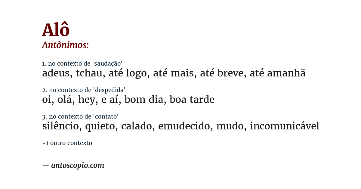 Antônimo de alô