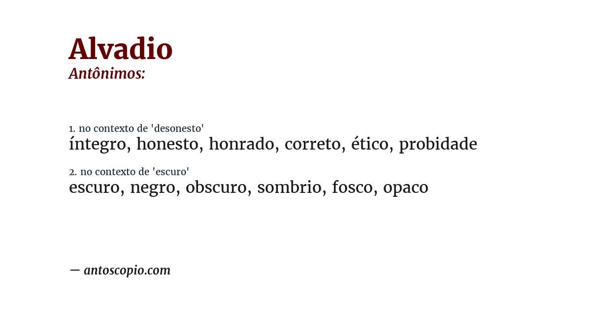 Antônimo de alvadio