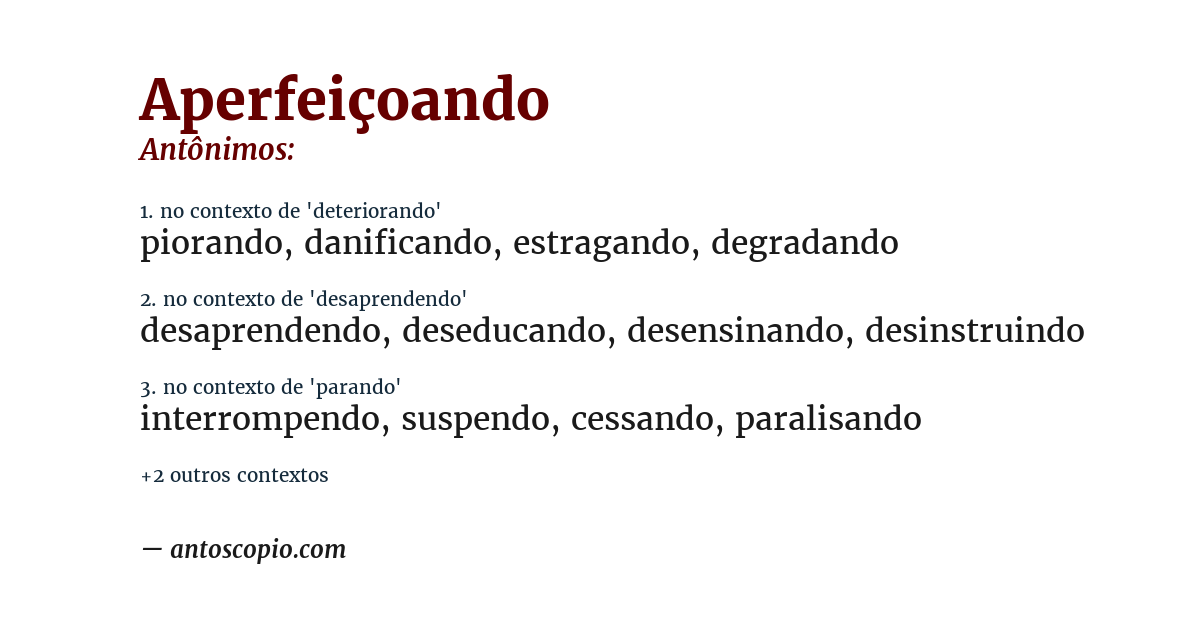 Antônimo de aperfeiçoando