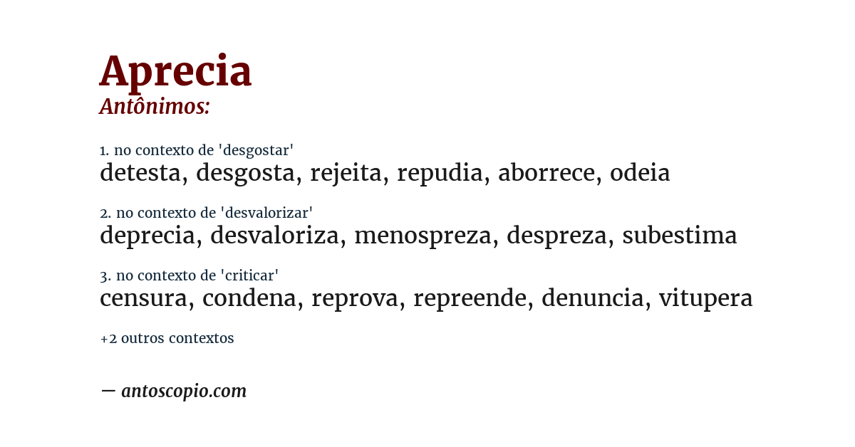 Antônimo de aprecia