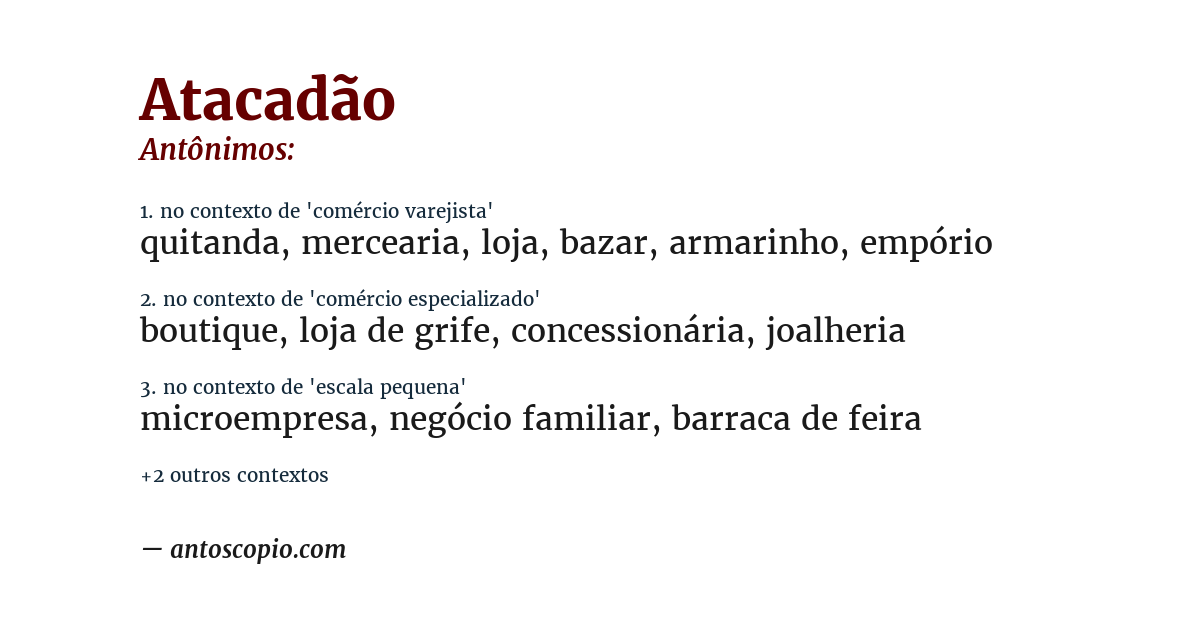 Antônimo de atacadão