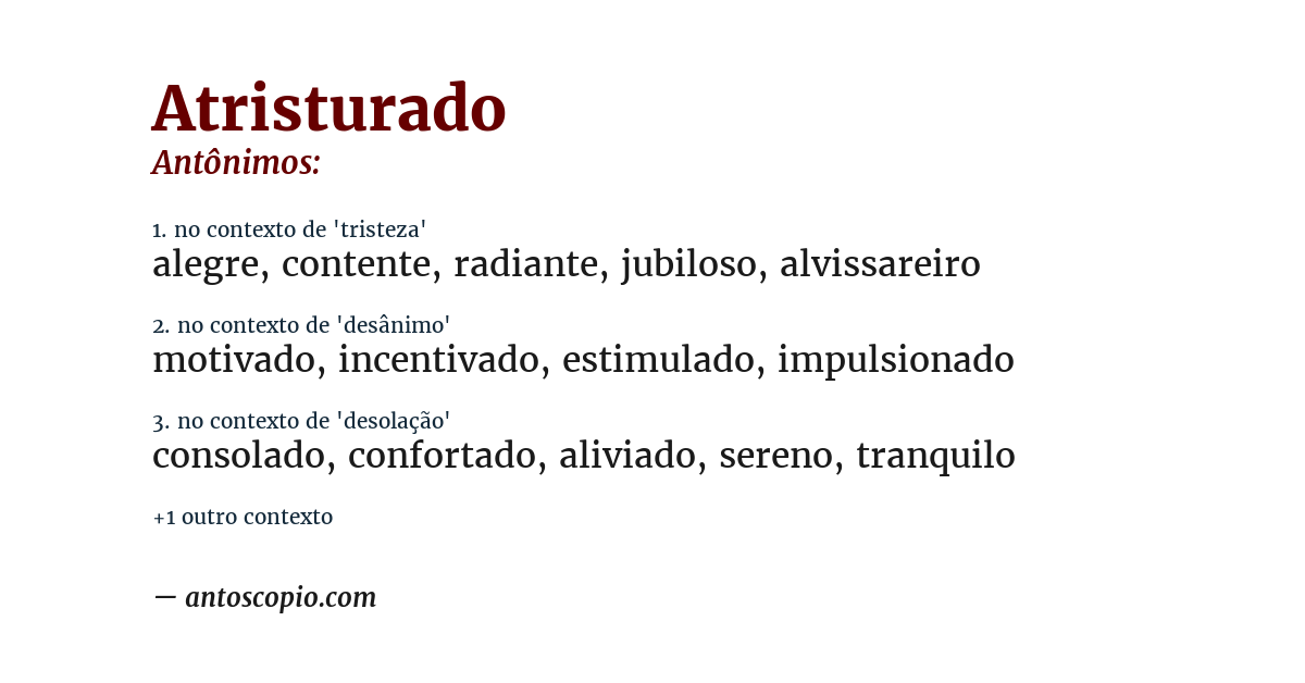 Antônimo de atristurado