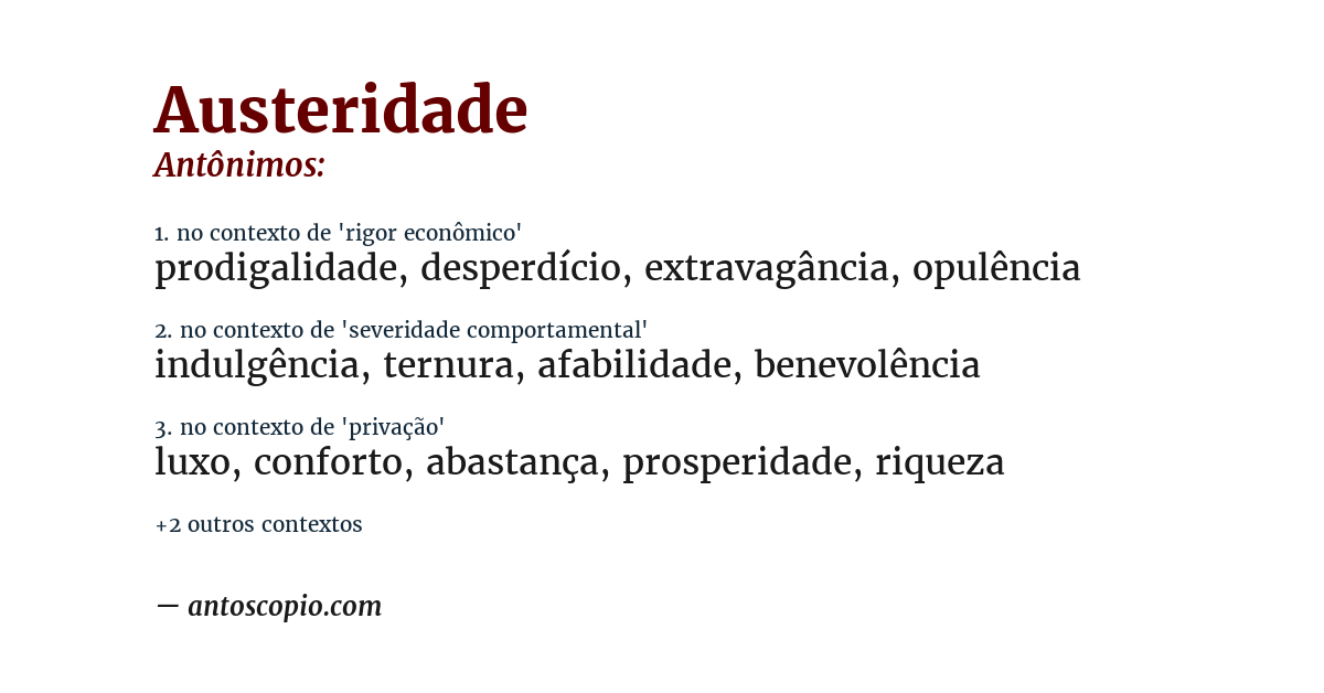 Antônimo de austeridade