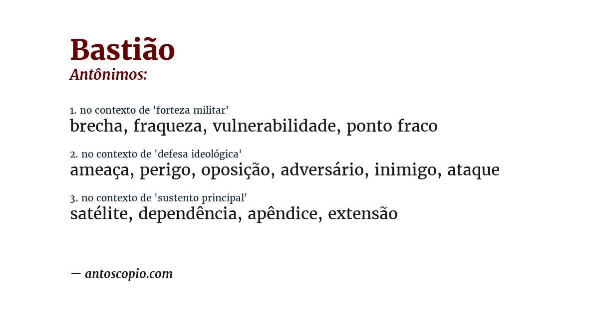 Antônimo de bastião