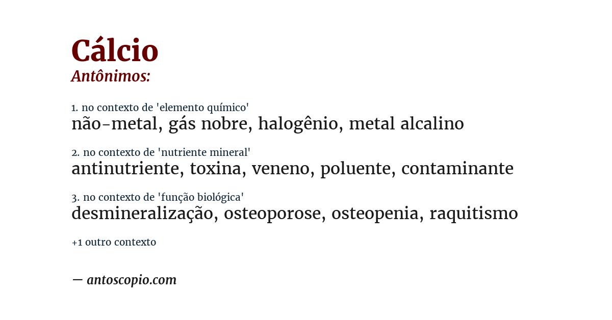 Antônimo de cálcio