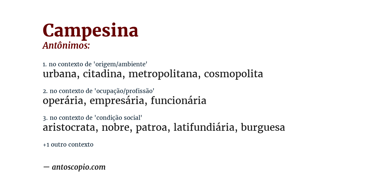 Antônimo de campesina