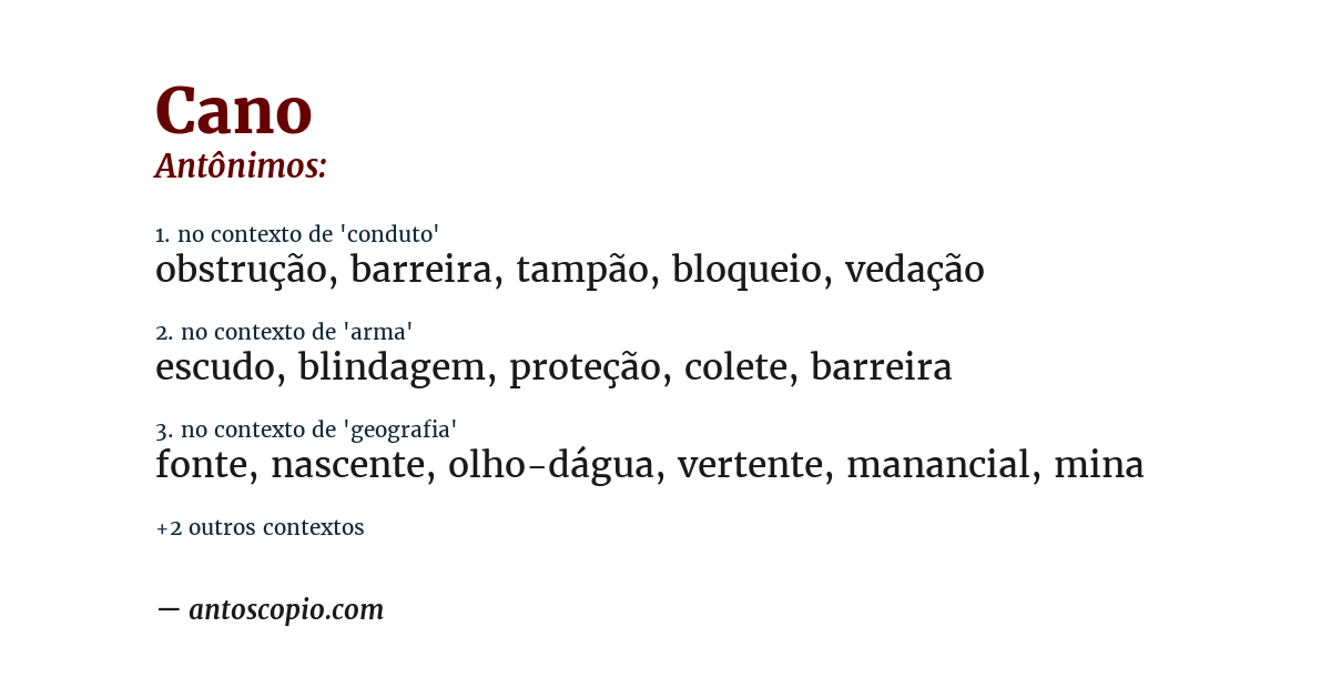 Antônimo de cano
