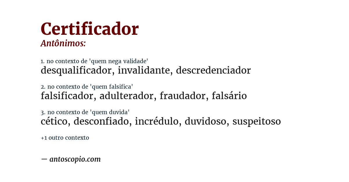 Antônimo de certificador
