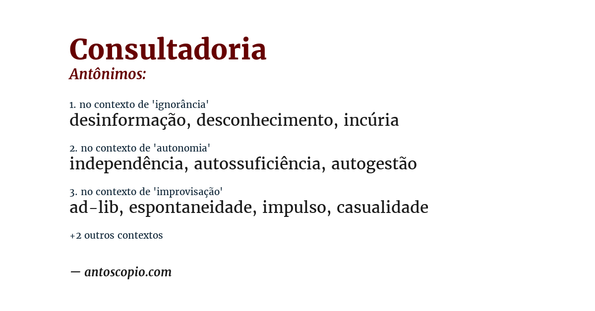 Antônimo de consultadoria