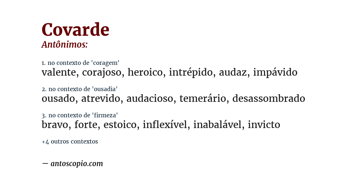 Antônimo de covarde