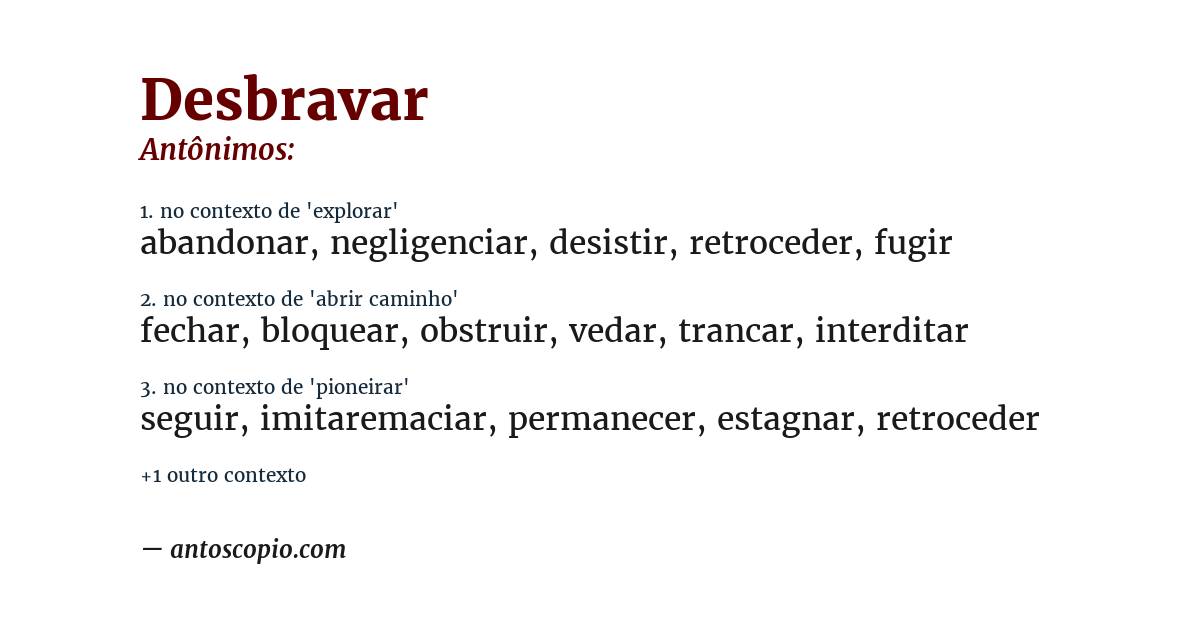 Antônimo de desbravar