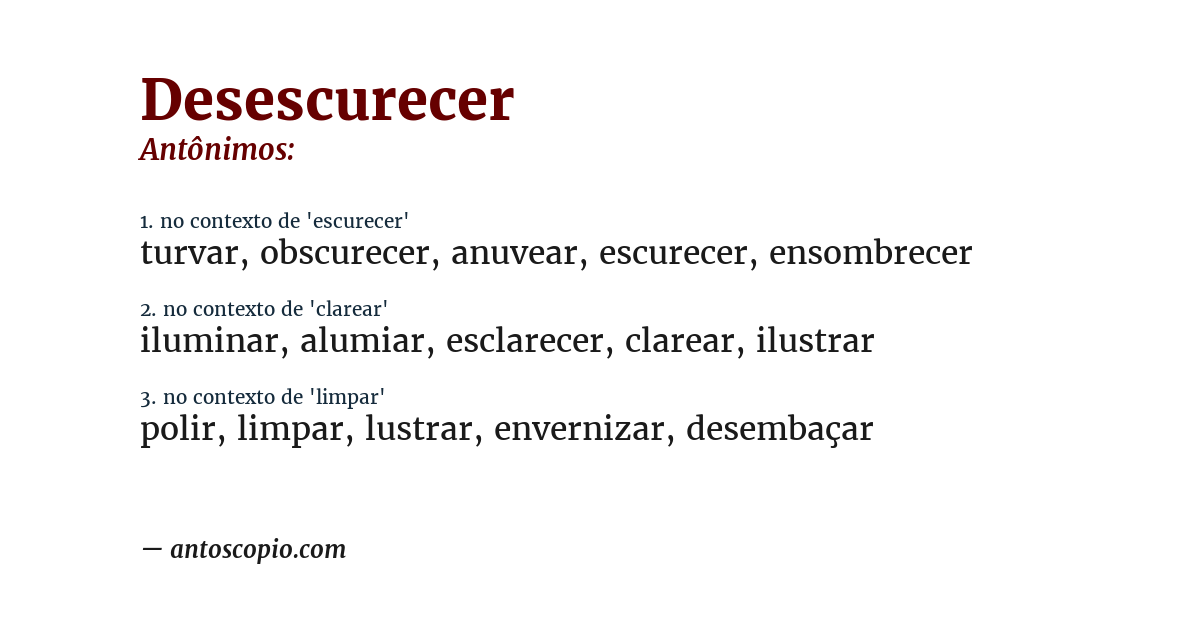 Antônimo de desescurecer
