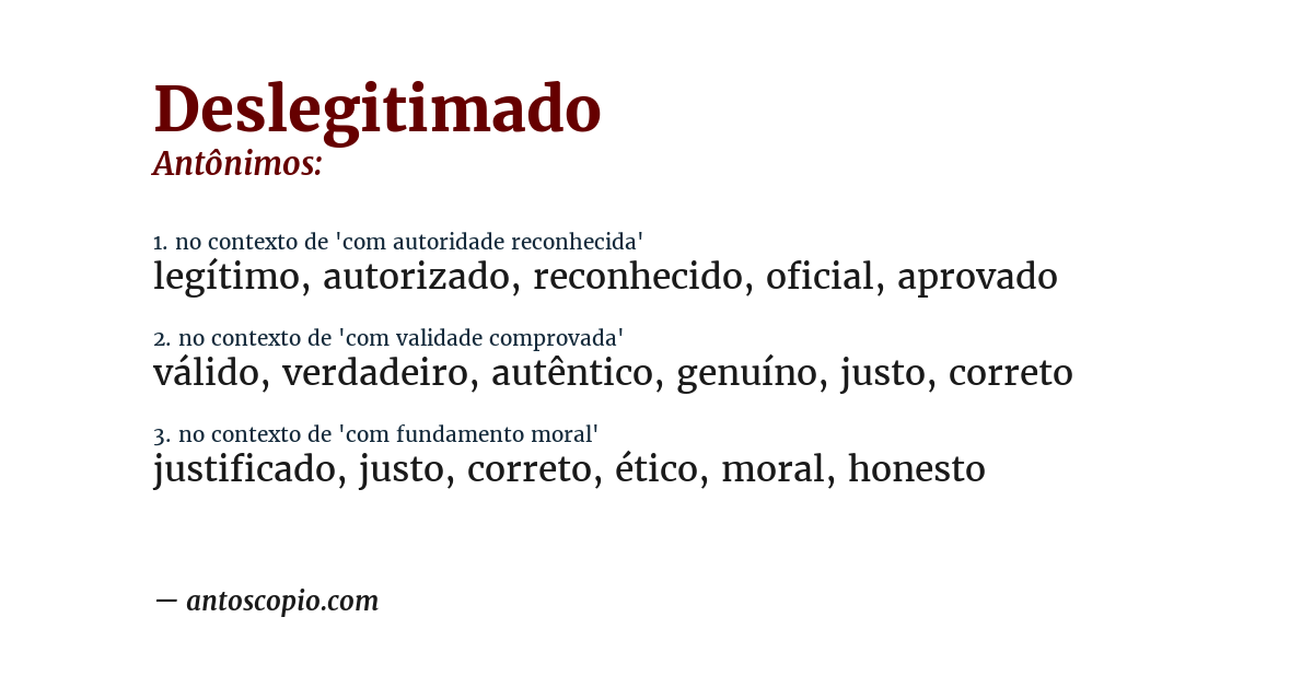 Antônimo de deslegitimado