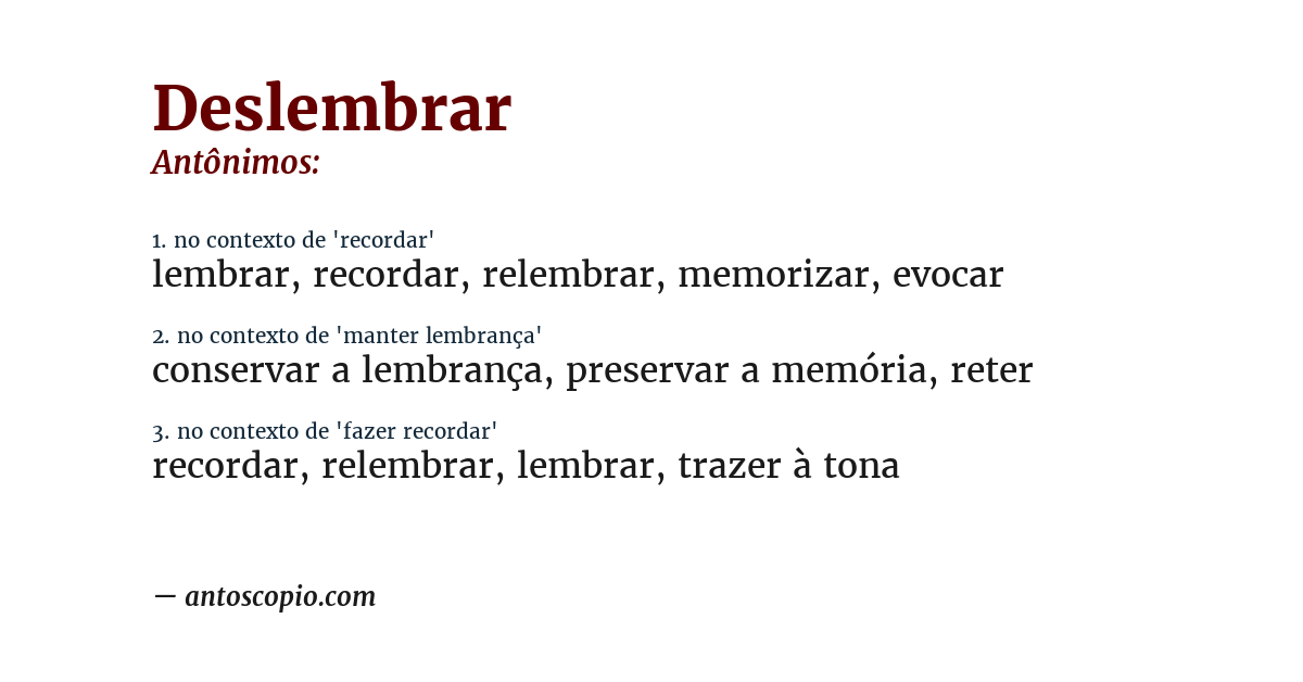 Antônimo de deslembrar