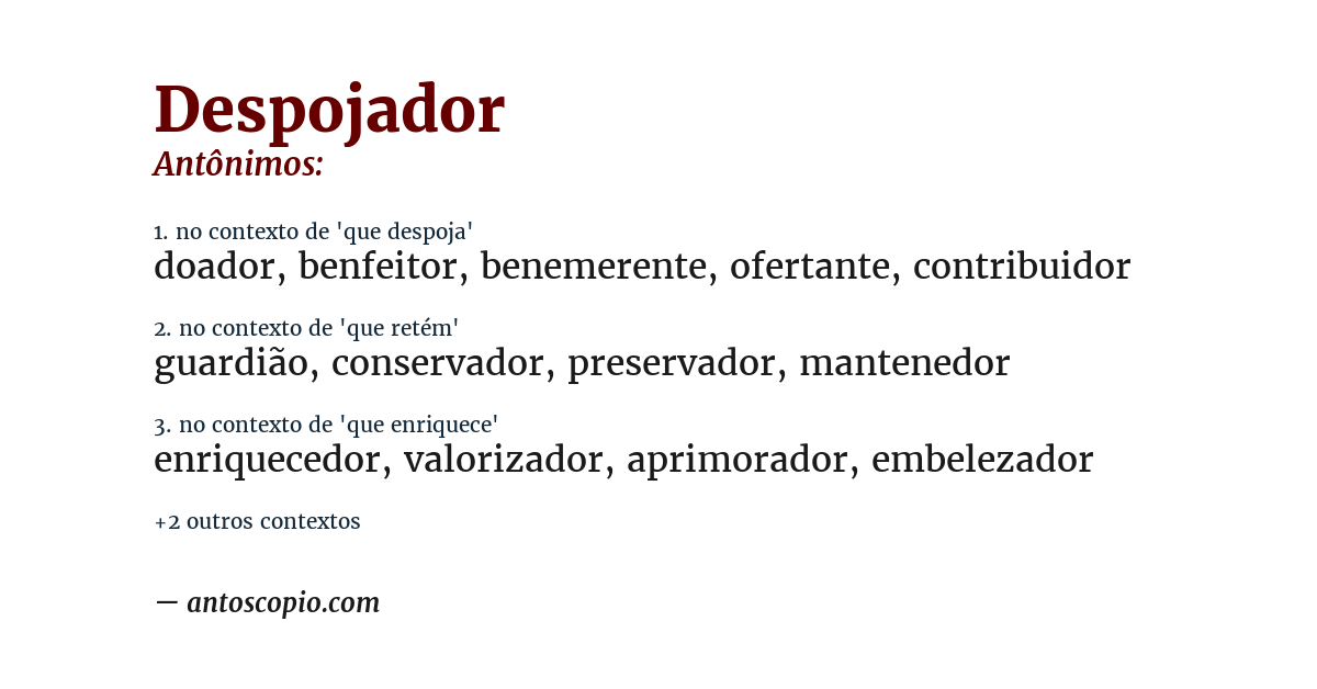 Antônimo de despojador