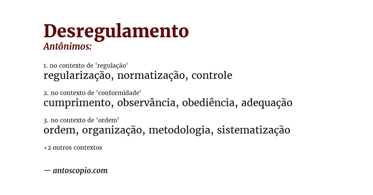 Antônimo de desregulamento