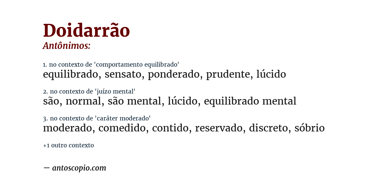 Antônimo de doidarrão