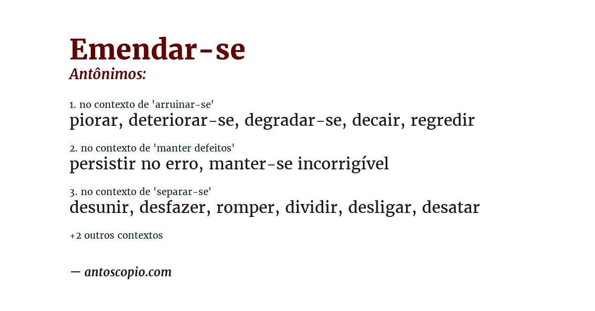 Antônimo de emendar-se