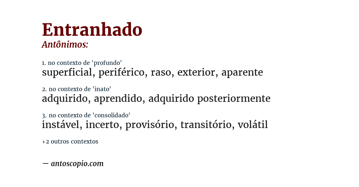 Antônimo de entranhado