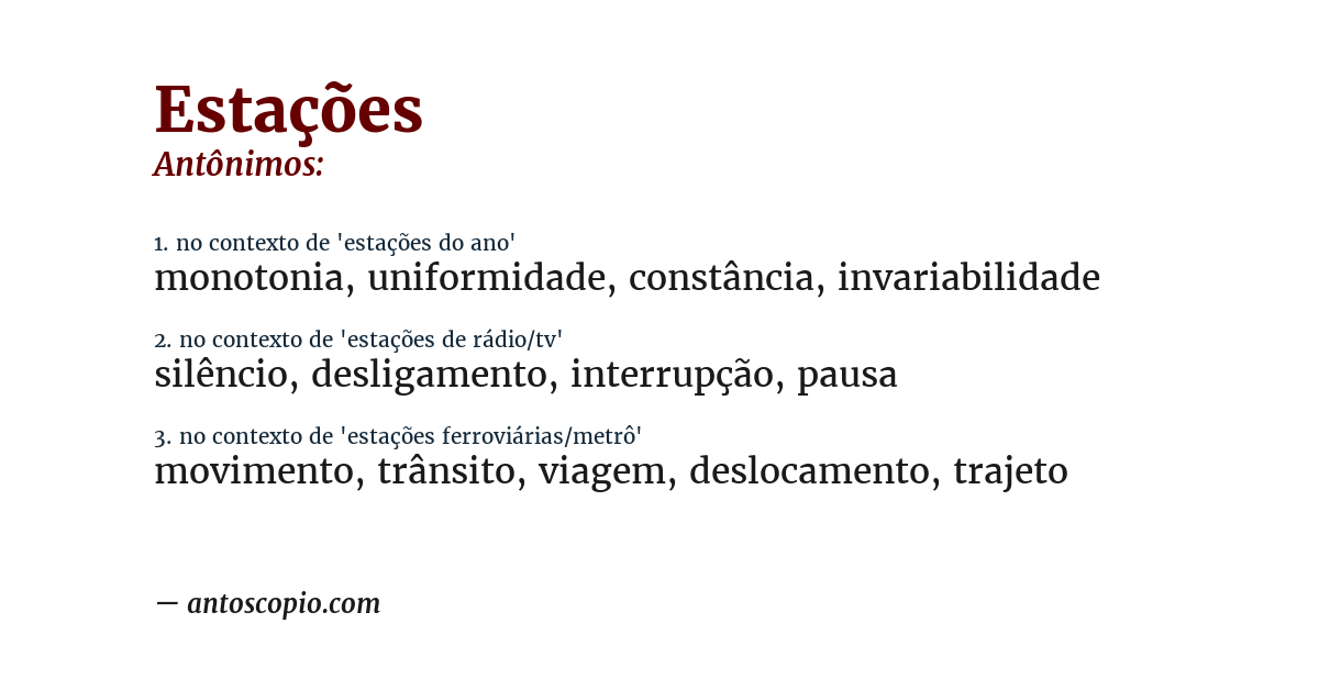 Antônimo de estações