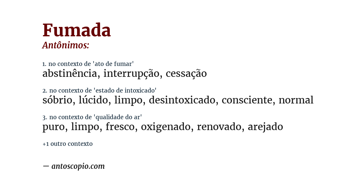 Antônimo de fumada
