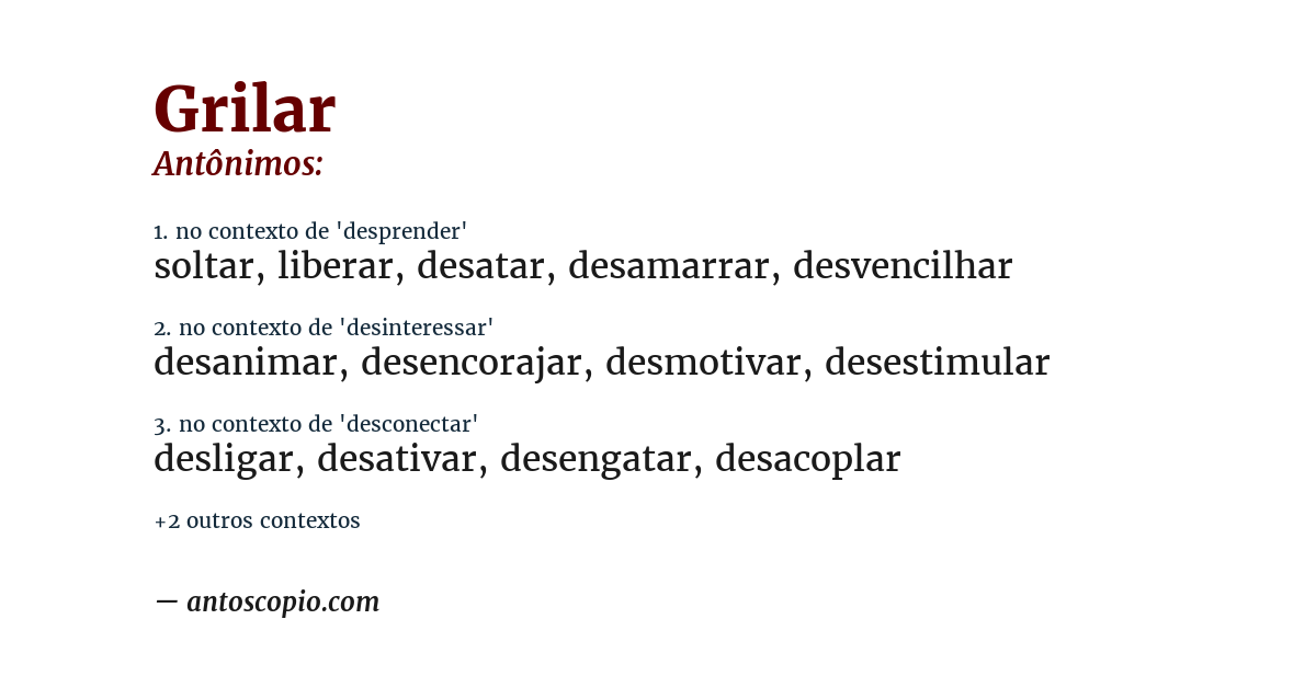 Antônimo de grilar