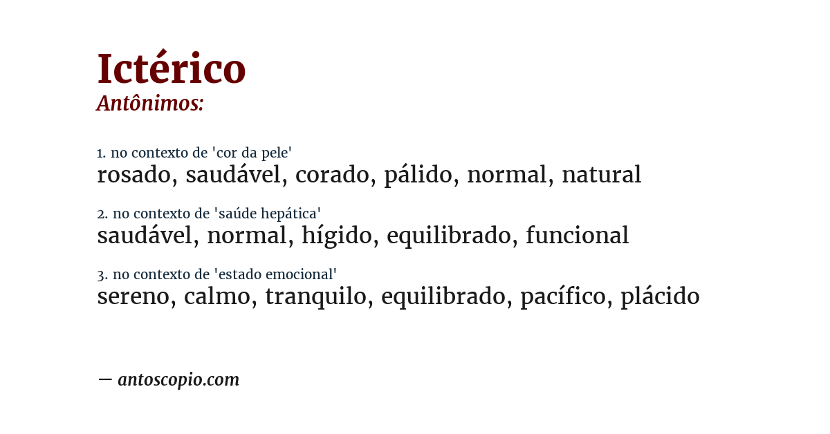Antônimo de ictérico