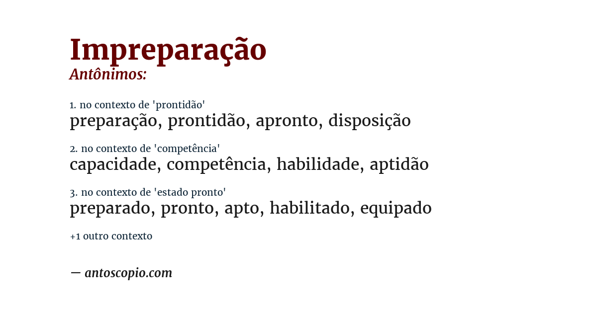 Antônimo de impreparação