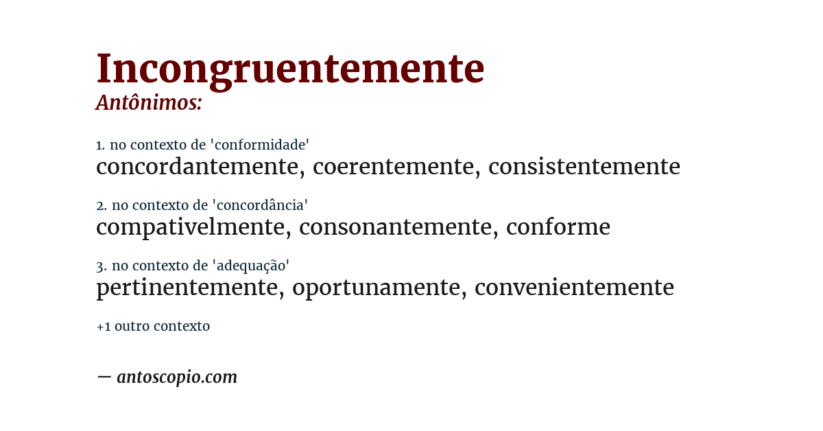 Antônimo de incongruentemente