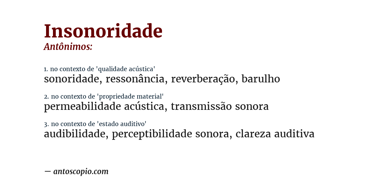 Antônimo de insonoridade