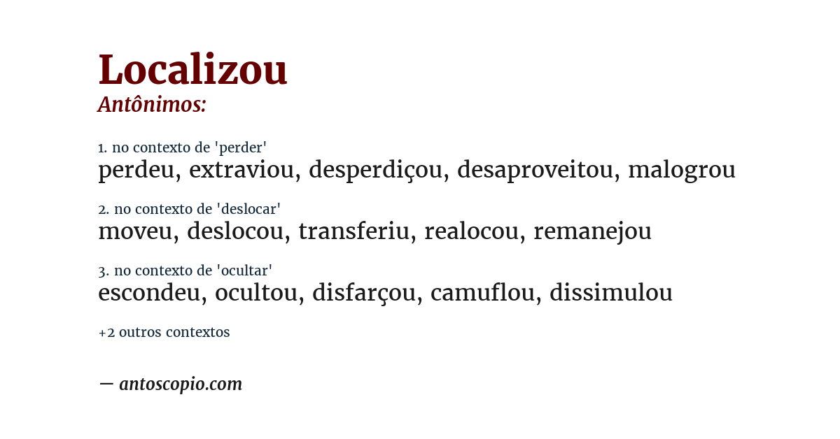 Antônimo de localizou