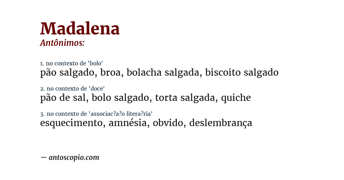 Antônimo de madalena