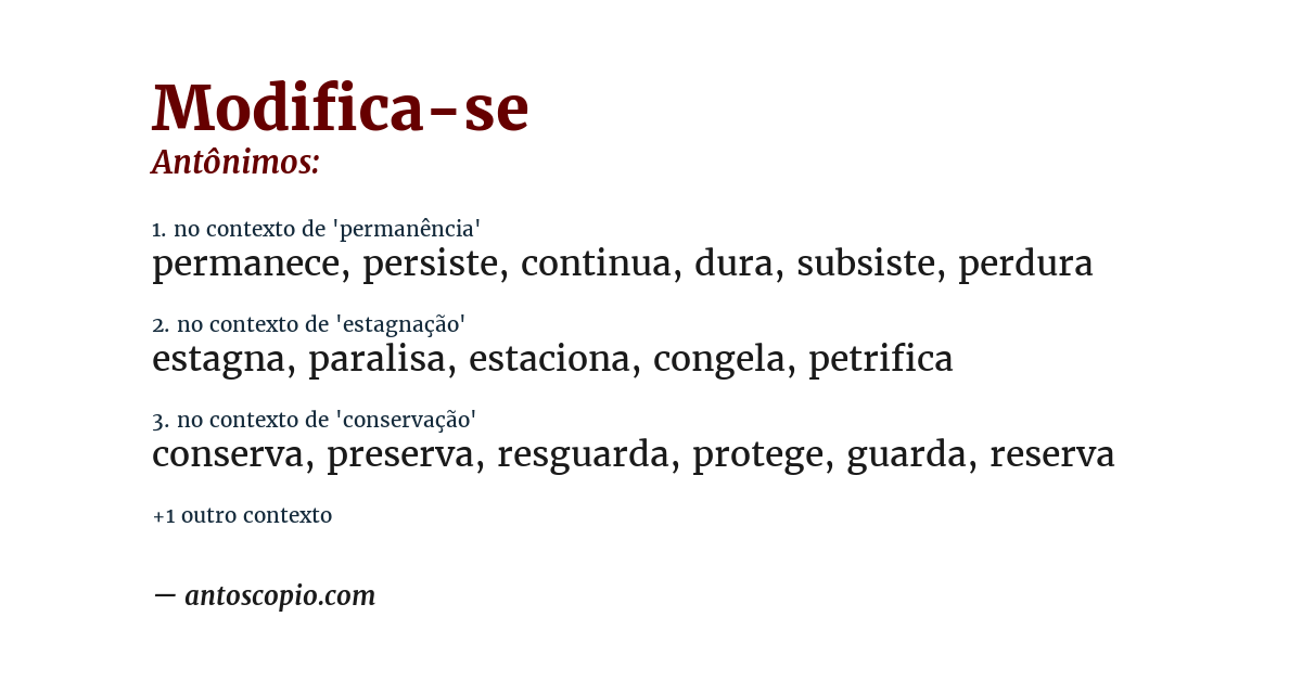 Antônimo de modifica-se