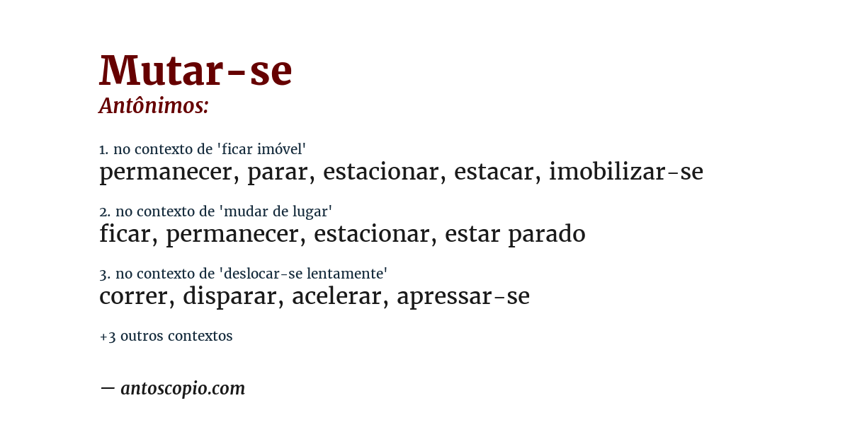 Antônimo de mutar-se