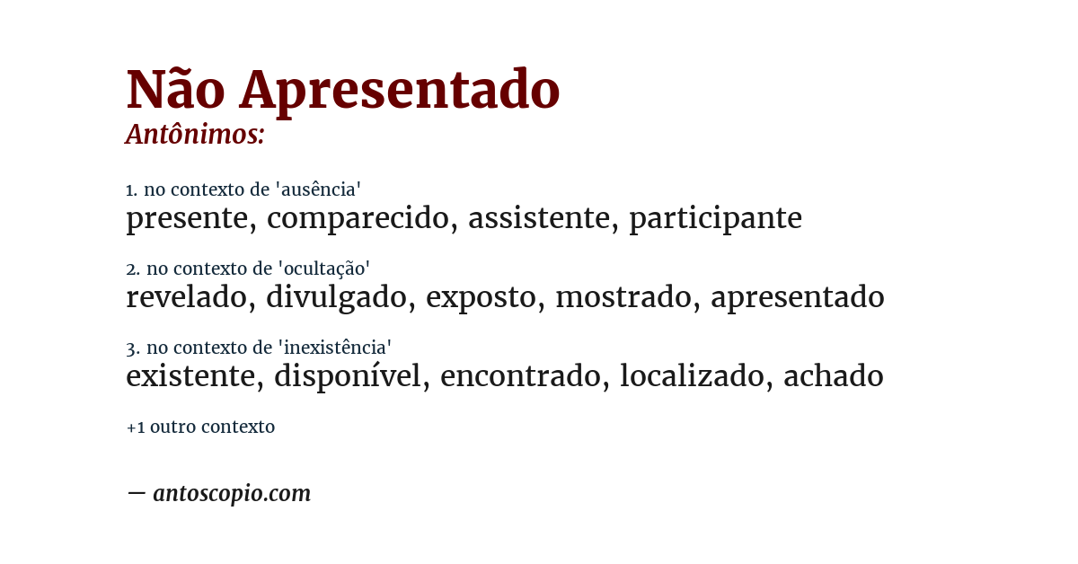 Antônimo de não apresentado