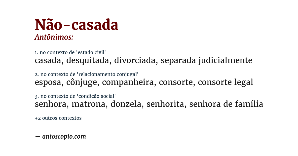Antônimo de não-casada