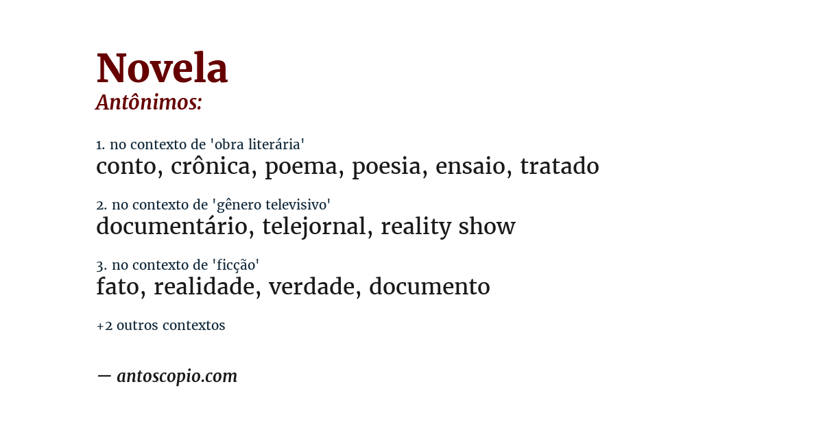 Antônimo de novela