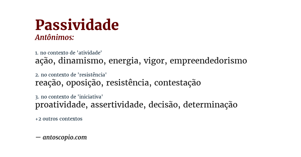 Antônimo de passividade