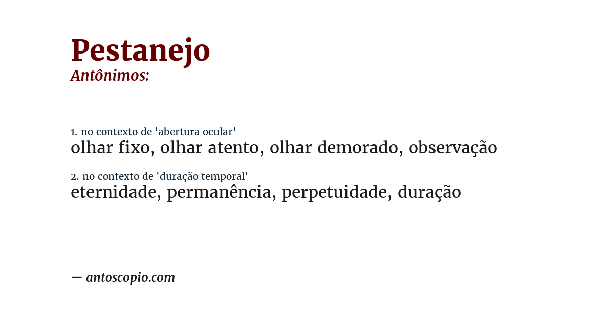 Antônimo de pestanejo