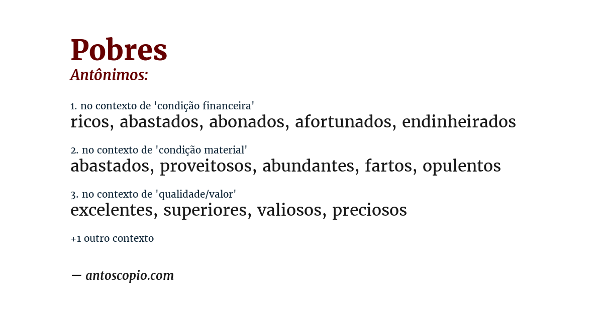 Antônimo de pobres