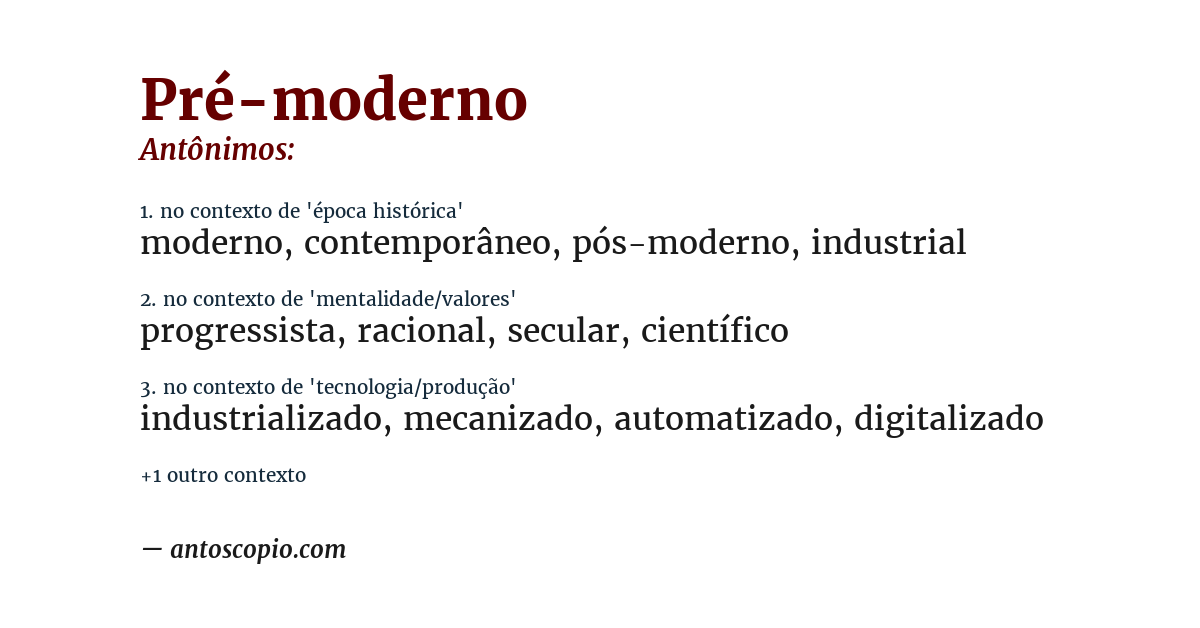 Antônimo de pré-moderno