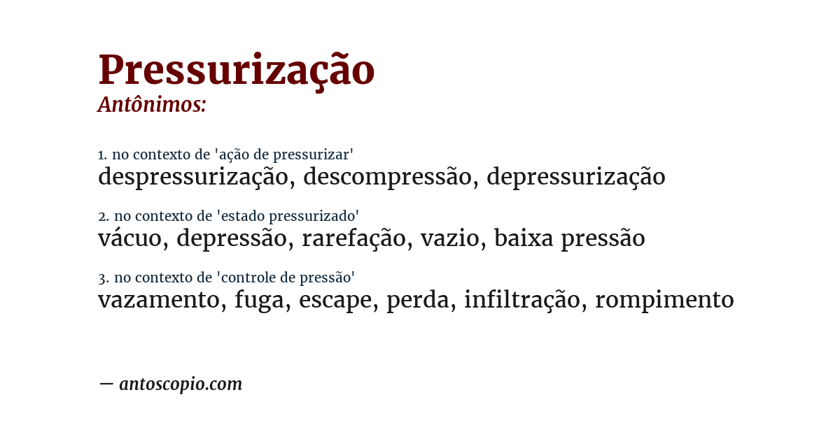 Antônimo de pressurização