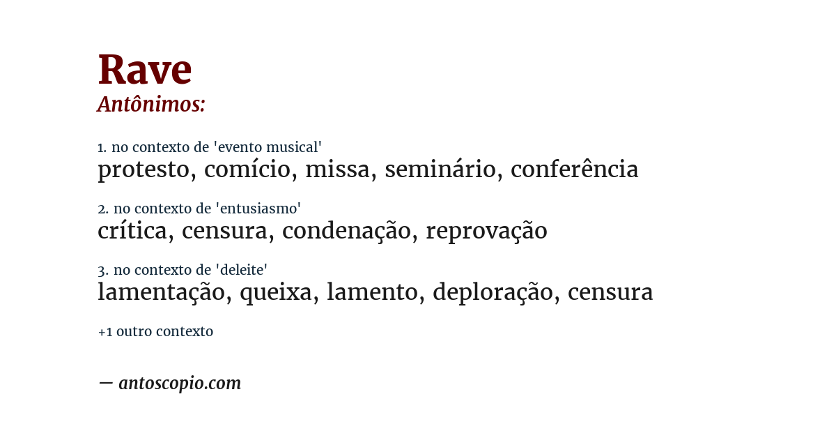 Antônimo de rave