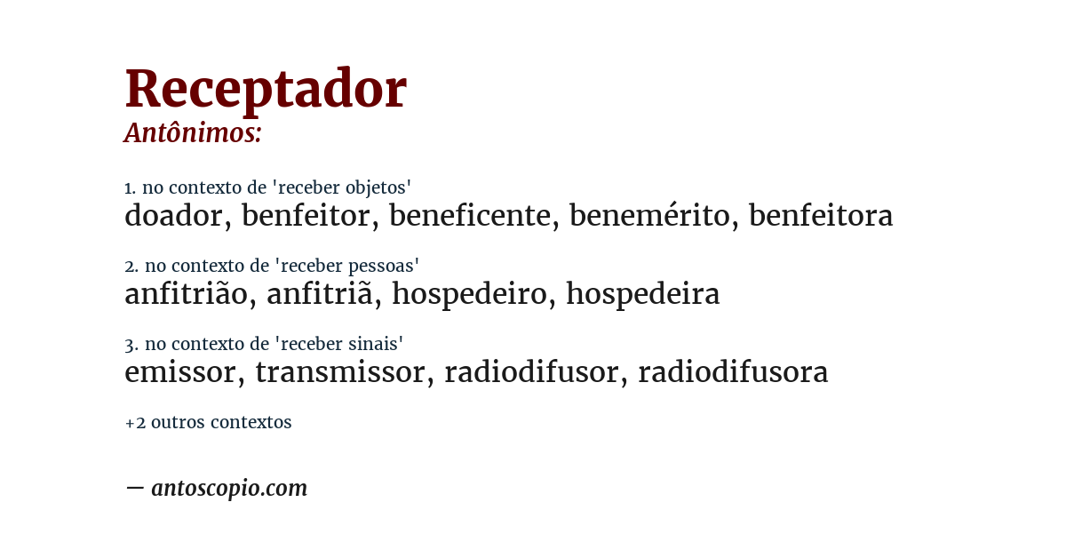 Antônimo de receptador