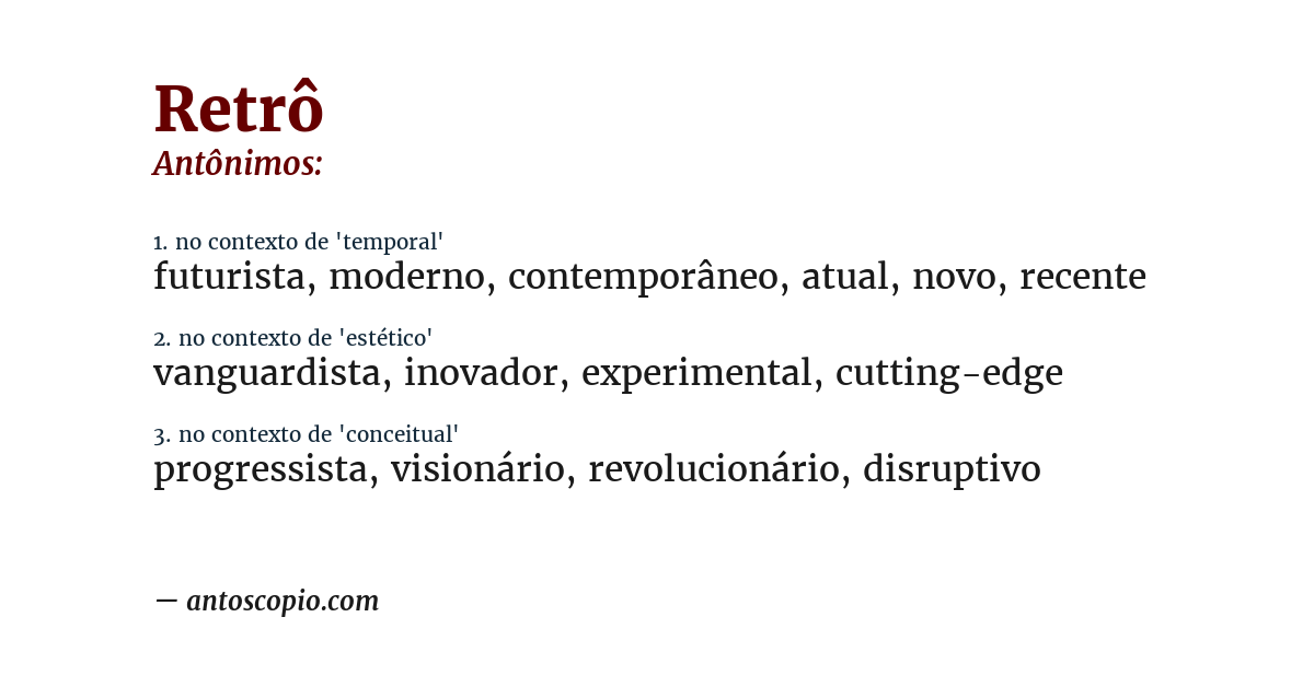 Antônimo de retrô