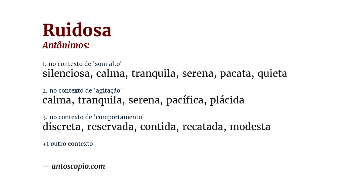 Antônimo de ruidosa